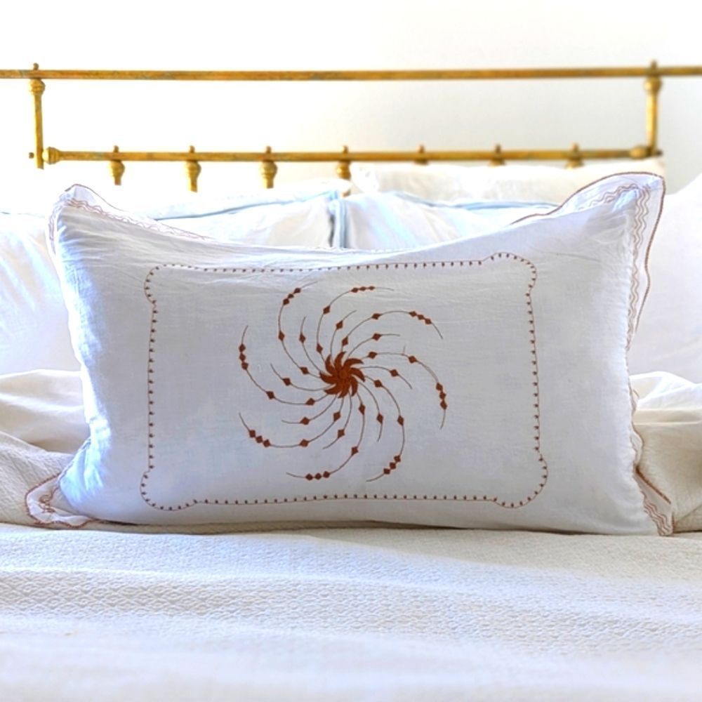 Dainty Embroidered Cotton Sham With Feather Insert